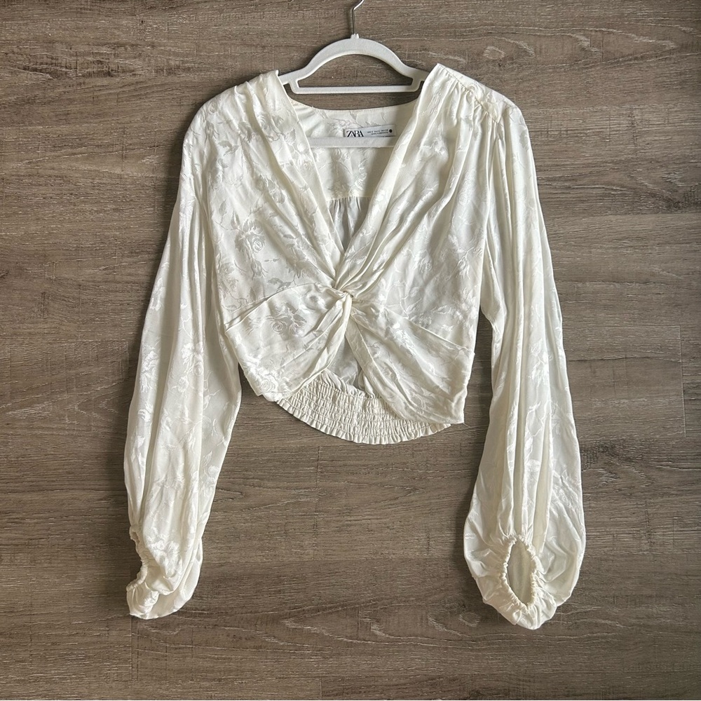 Zara Cream Twist Front Blouse